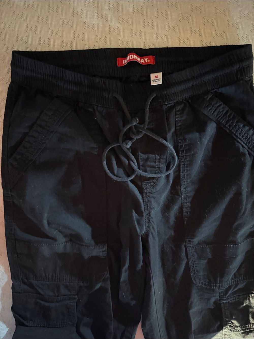UNIONBAY Black Cargo Pants with Drawstring Waist